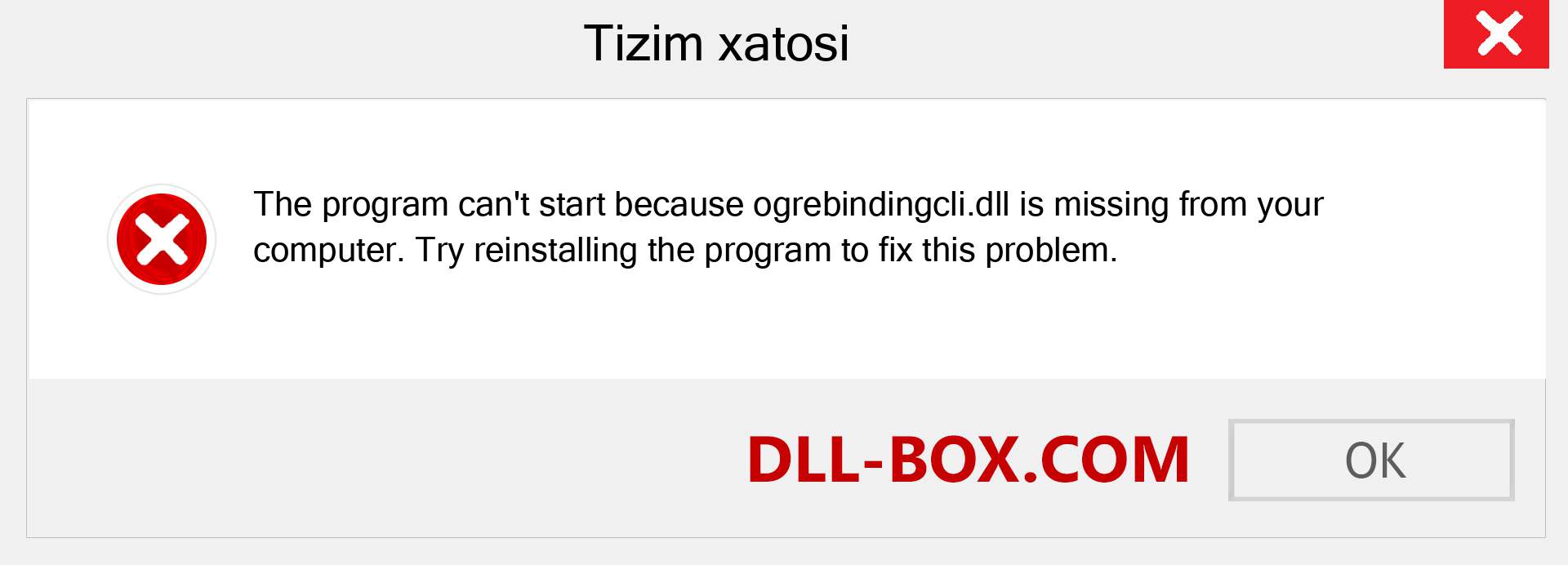 ogrebindingcli.dll fayli yo'qolganmi?. Windows 7, 8, 10 uchun yuklab olish - Windowsda ogrebindingcli dll etishmayotgan xatoni tuzating, rasmlar, rasmlar